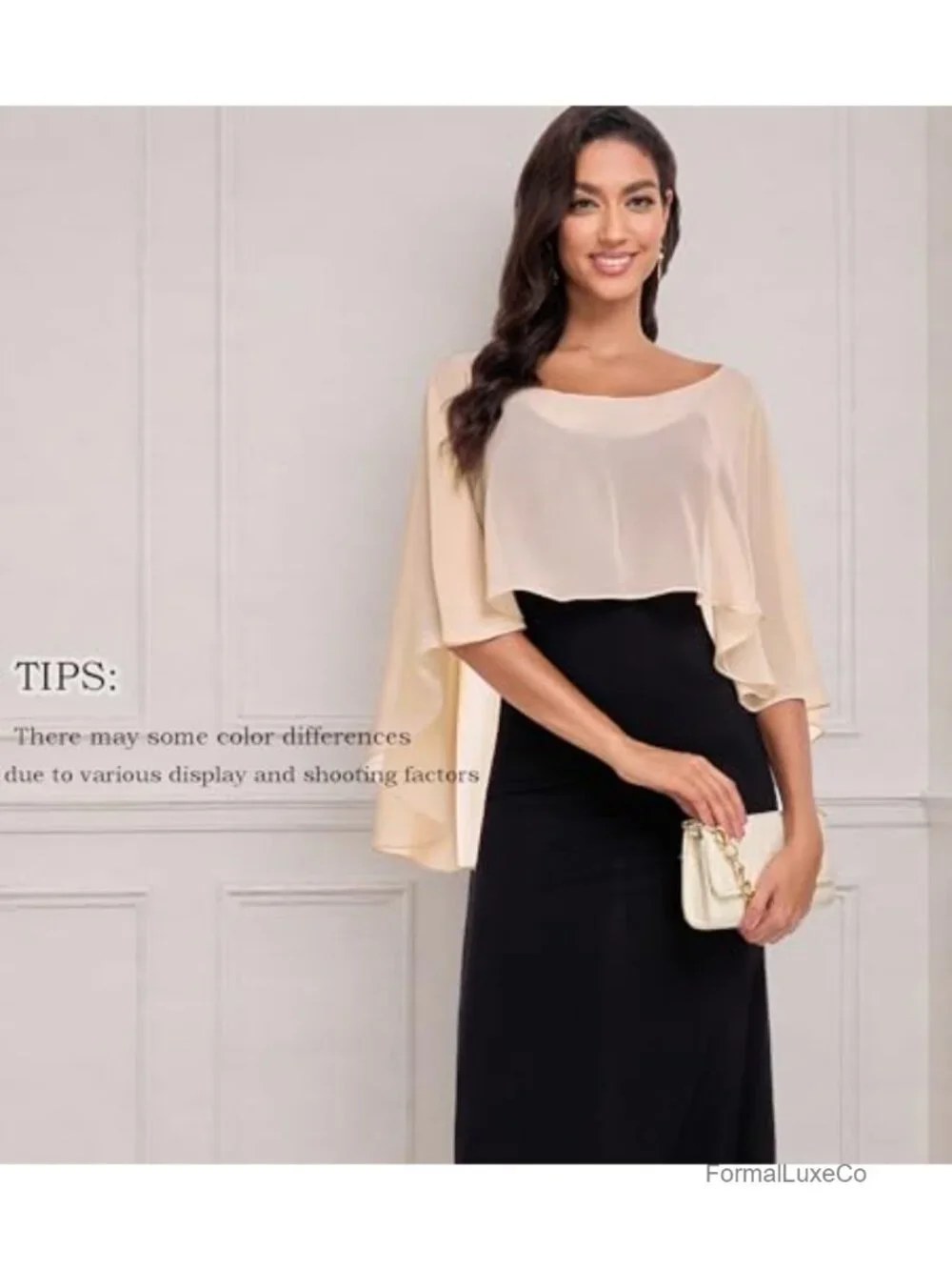 Sheer Chiffon Shawl Wrap for Evening Dresses Wedding Cover Up Cape